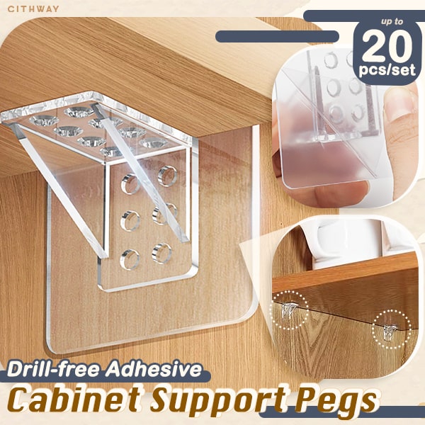 Cithway™ Drill-free Adhesive Cabinet Support Pegs Set