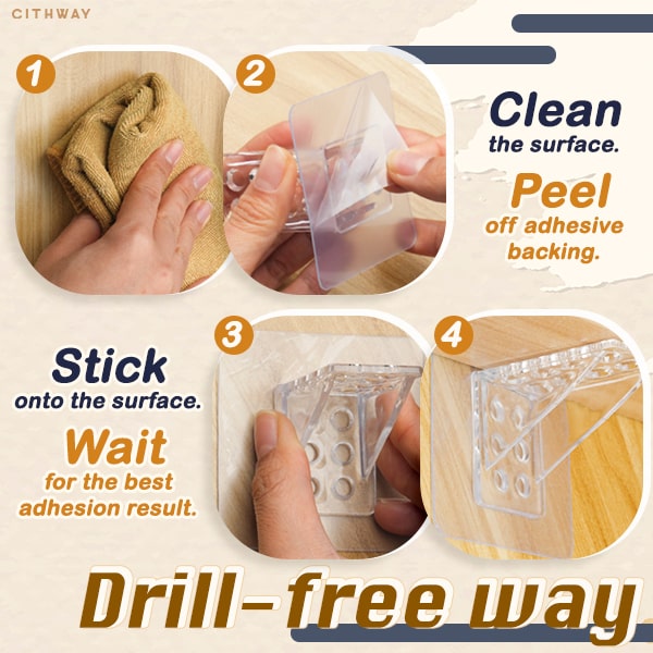 Cithway™ Drill-free Adhesive Cabinet Support Pegs Set