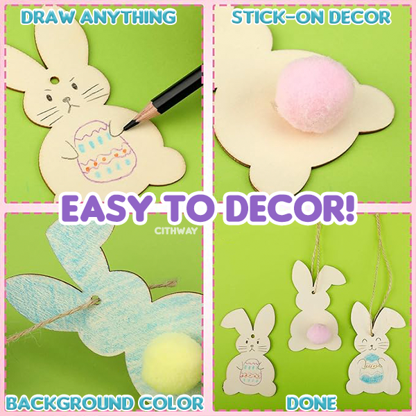 Cithway™ Wooden Bunny Cutout Hanging Decor Kit
