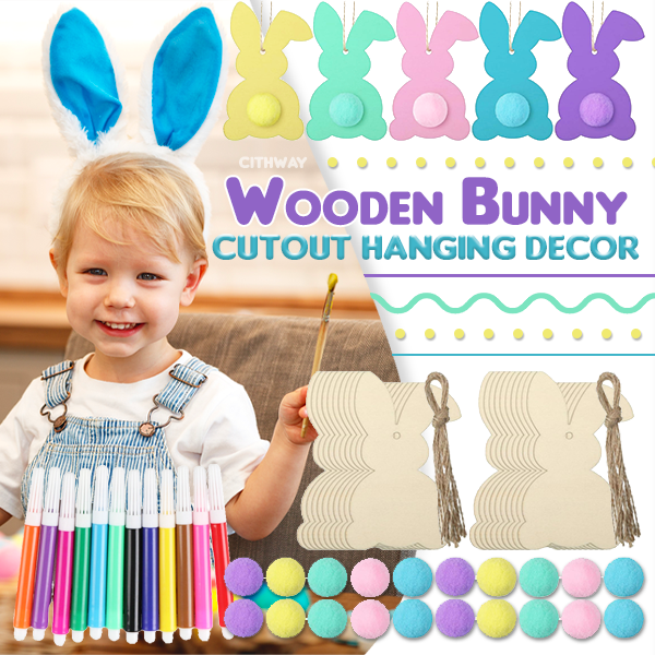 Cithway™ Wooden Bunny Cutout Hanging Decor Kit