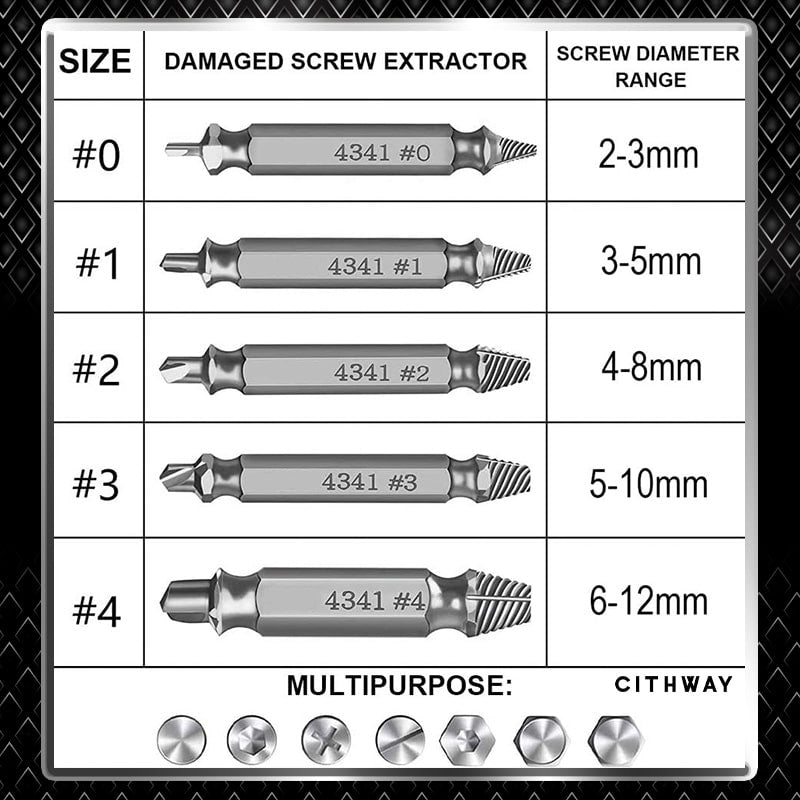 Cithway™ Damaged Screw Extractor Kit (SET OF 6)